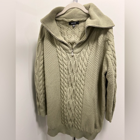 Missguided Sage Cable Knit Half Zip Jumper Dress, Size 6/8 - Picture 2 of 2